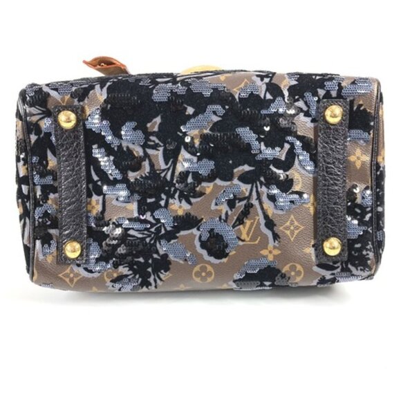LOUIS VUITTON Monogram Fleur de Ge Speedy 30 Boston Bag Sequins Handbag - Picture 3 of 15